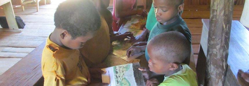 Conservation education with local school children at The Aspinall Foundation's Madagascar primate project 