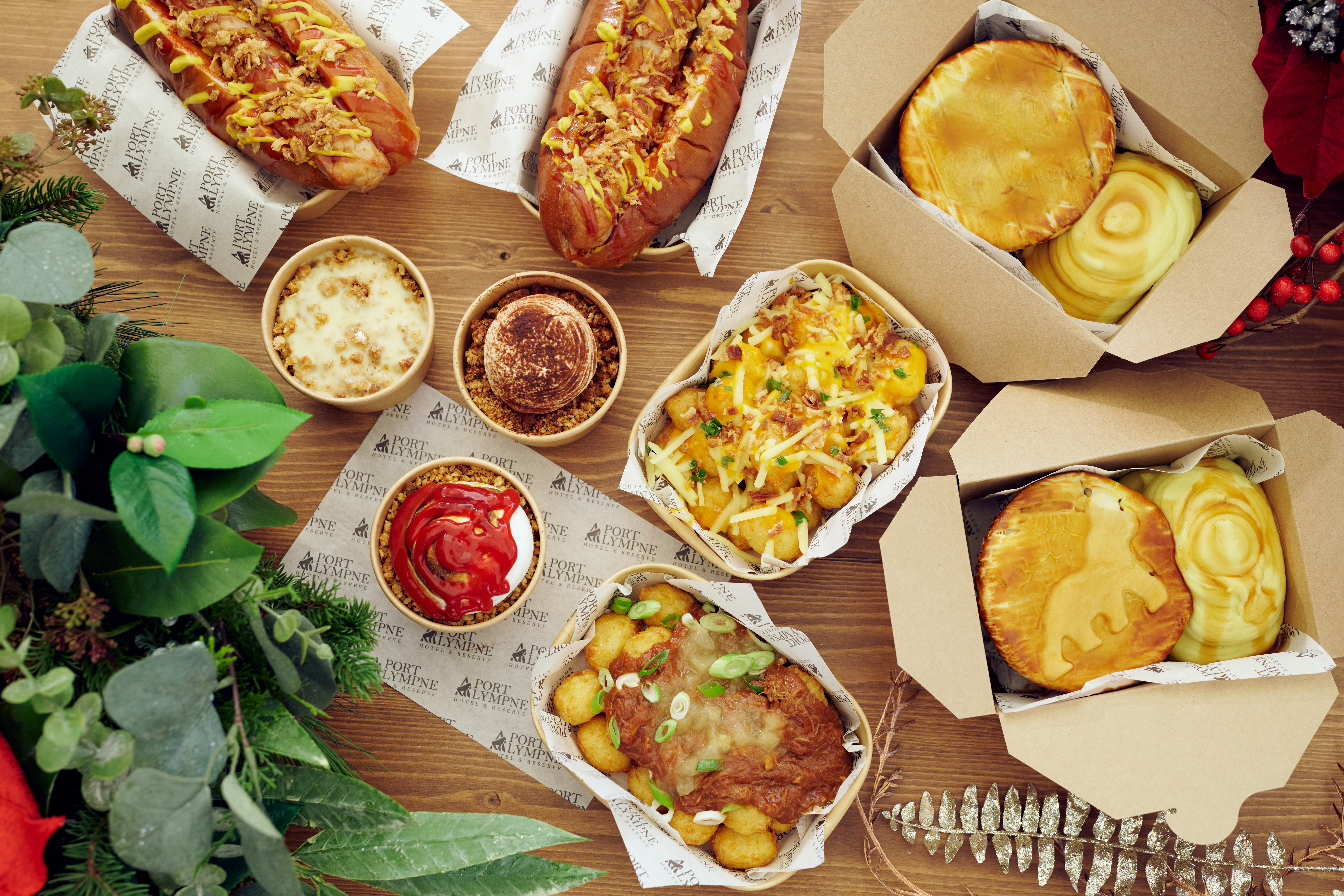 Placeholder image of festive food and hot drinks.