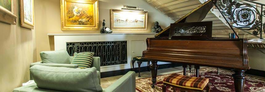 Grand piano at Port Lympne Hotel near Ashford in Kent