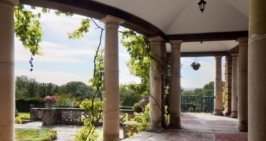 The loggia on the Southern Terrace at Port Lympne hotel near Ashford in Kent