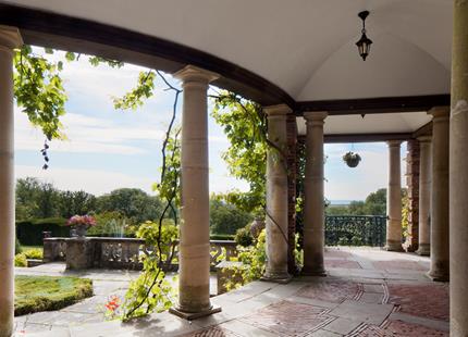 The loggia on the Southern Terrace at Port Lympne hotel near Ashford in Kent
