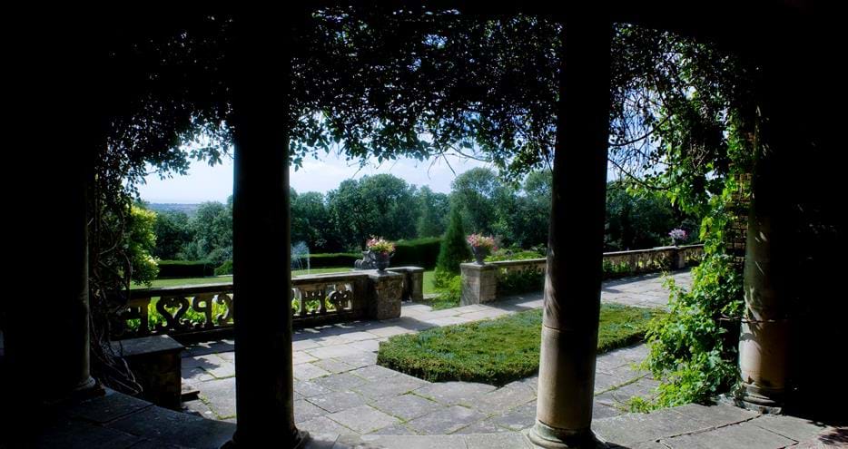 The view from the loggia on the Southern Terrace at Port Lympne hotel in Kent