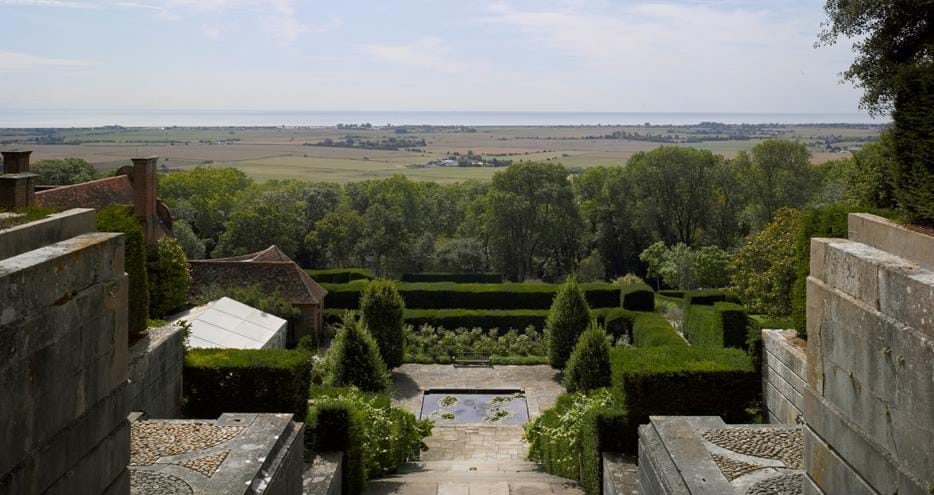 The view from the Trojan Steps in the Port Lympne Hotel Gardens