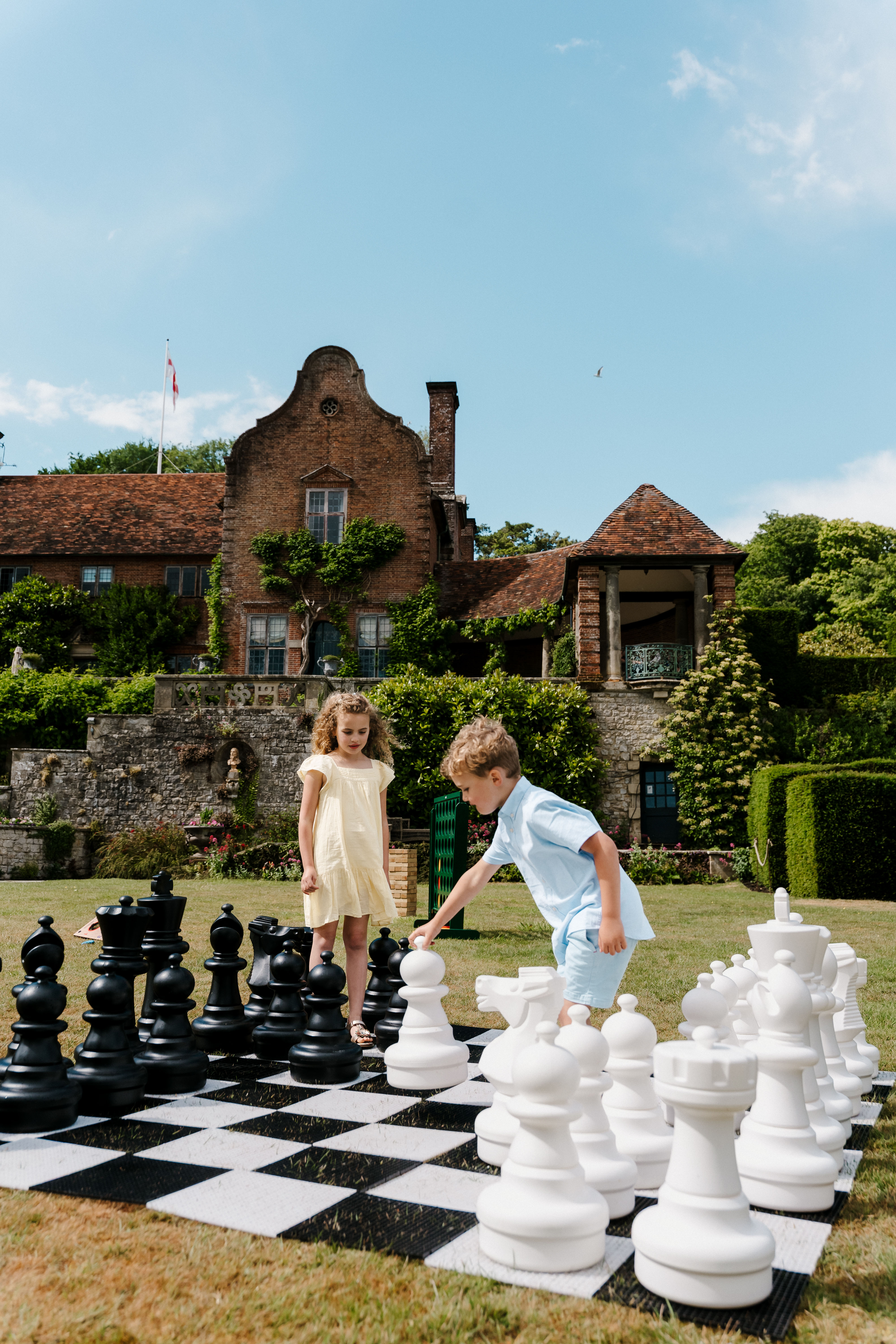 Giant chess lawn games at Port Lympne Hotel & Reserve in Kent