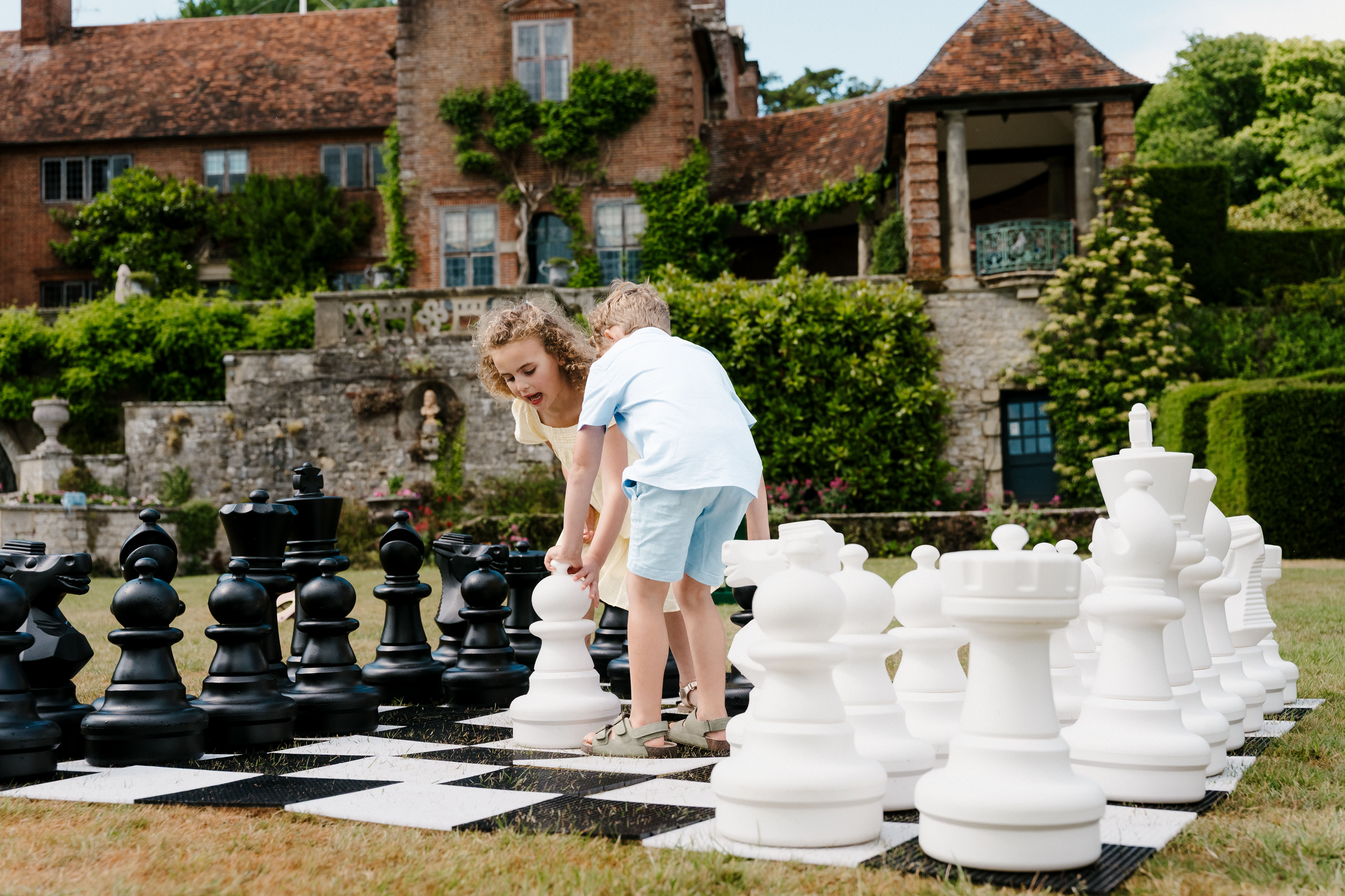 Giant chess lawn games at Port Lympne Hotel & Reserve in Kent
