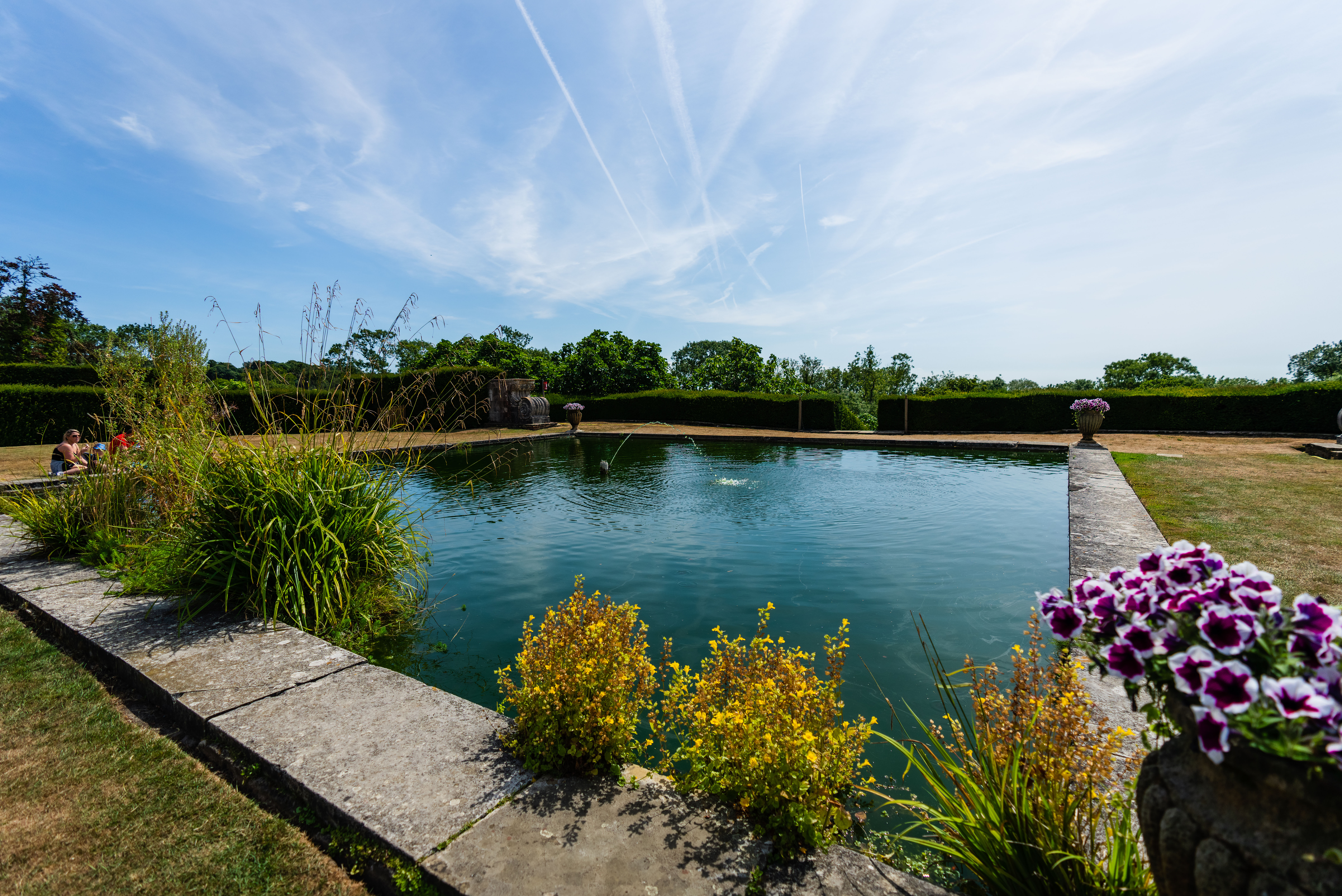 Fish pond on the main lawn at Port Lympne Hotel & Reserve in Kent, UK