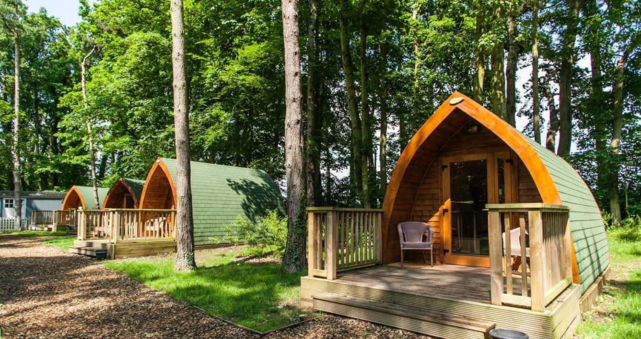 Pinewood glamping pods at Port Lympne Hotel & Reserve in Kent