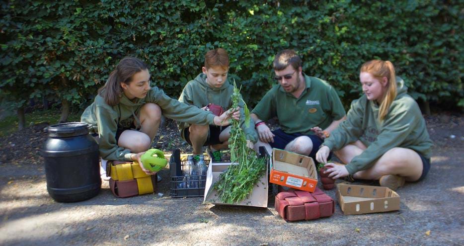 Keeper Academy students preparing animal enrichment at Howletts Wild Animal Park in Kent