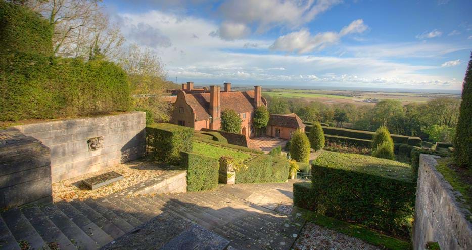 Kentish views from the Trojan Steps at Port Lympne Hotel & Reserve in Kent