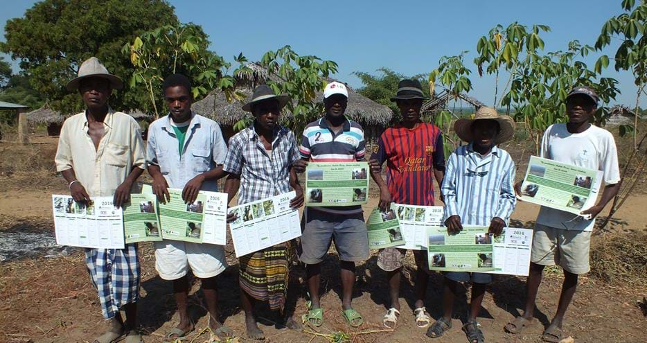 Calendars and posters gifted to locals at The Aspinall Foundation's Madagascar project