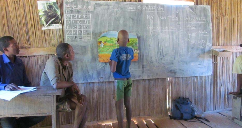 Conservation education with local school children at The Aspinall Foundation's Madagascar primate project