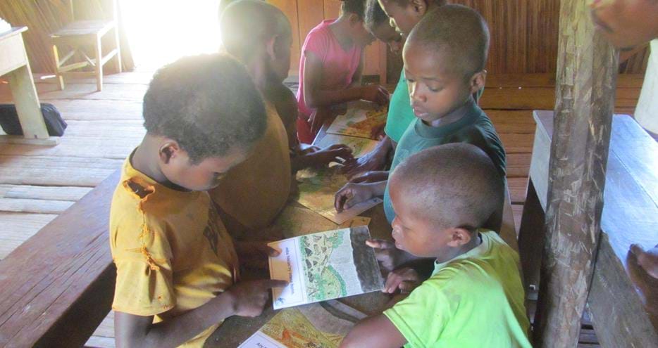 Conservation education with local school children at The Aspinall Foundation's Madagascar primate project