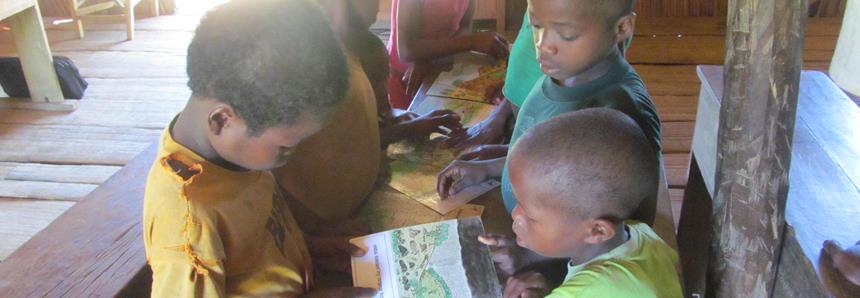 Conservation education with local school children at The Aspinall Foundation's Madagascar primate project