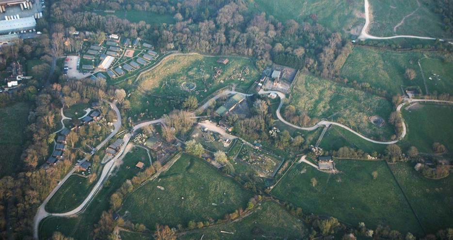 The view of Port Lympne Reserve in Kent from a hot air balloon