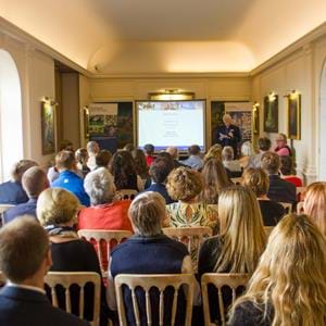 Theatre style presentation in The Long Room at Port Lympne Hotel, Kent