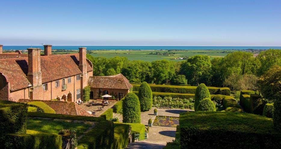 The view from the Trojan Steps above the Port Lympne Hotel in Kent