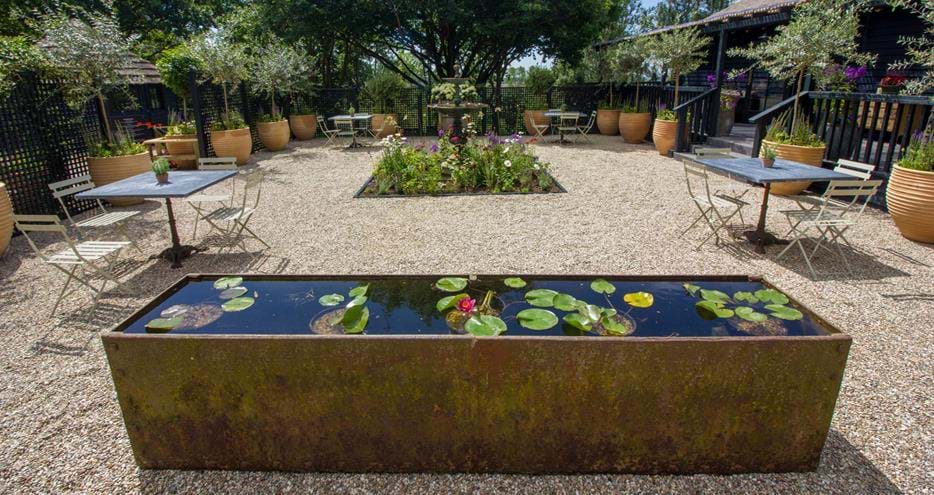 Landscaping at Babydoll's Wood Fired Pizza at Port Lympne Hotel and Reserve in Kent