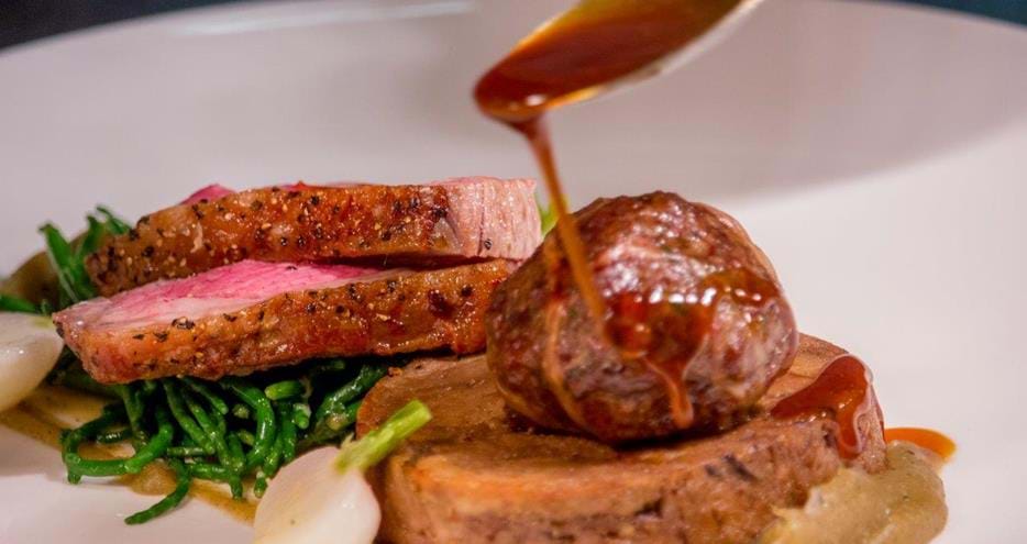 Salt marsh lamb three ways at Port Lympne Restaurant in Kent