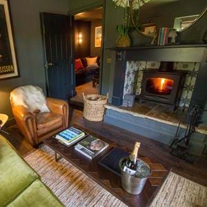 The snug at Wolf Lodge at Port Lympne Hotel & Reserve in Kent