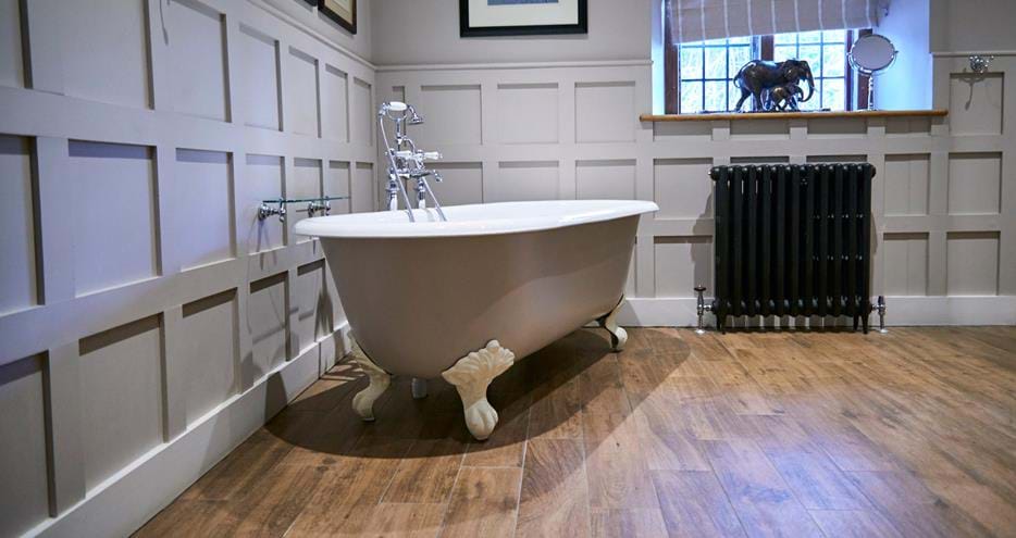 Master bathroom in Rhino Lodge at Port Lympne Hotel & Reserve in Kent