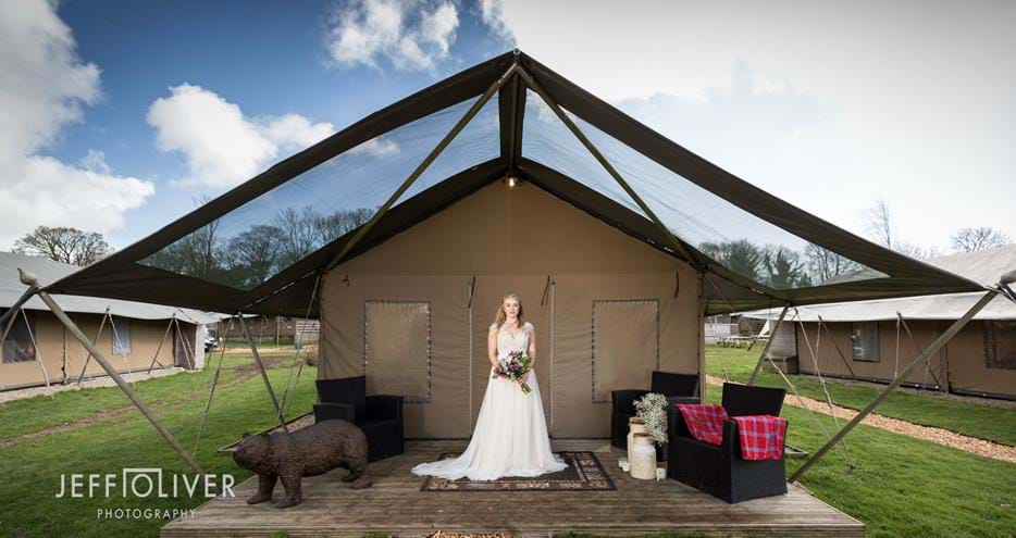 Outdoor wedding at Bear Lodge at Port Lympne Hotel and Reserve in Kent