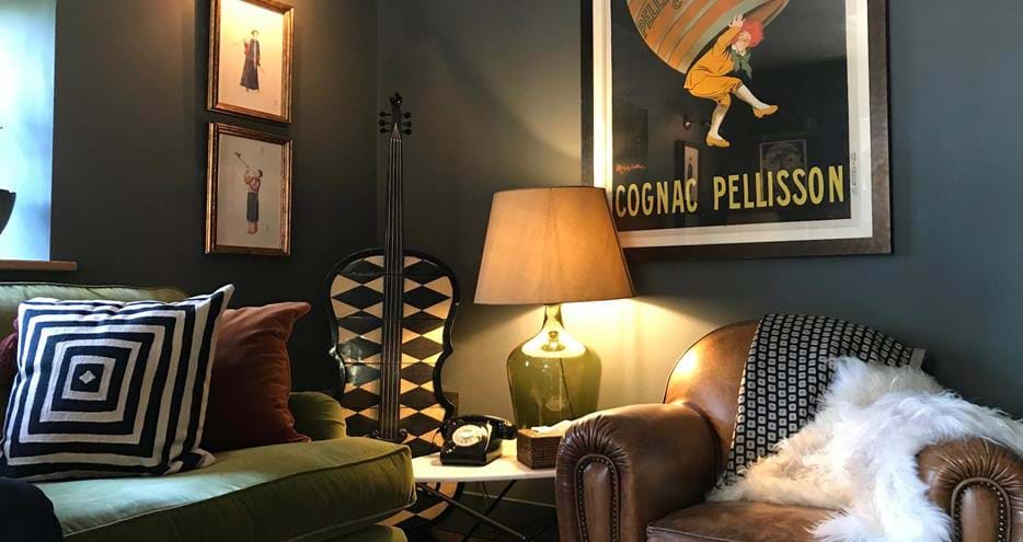The snug at Wolf Lodge at Port Lympne Hotel & Reserve, Kent