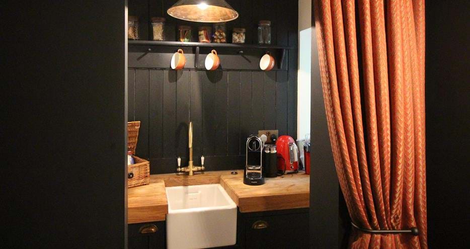 Kitchenette at Wolf Lodge, Port Lympne Hotel & Reserve in Kent