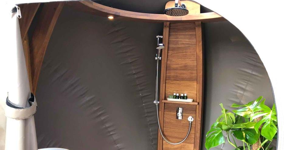 Ensuite wet room at The Bubble at Port Lympne Hotel and Reserve in Kent
