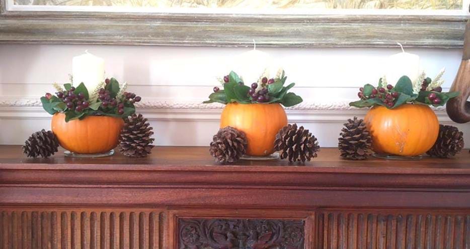 Autumn themed wedding with pumpkins at Port Lympne Hotel and Reserve in Kent