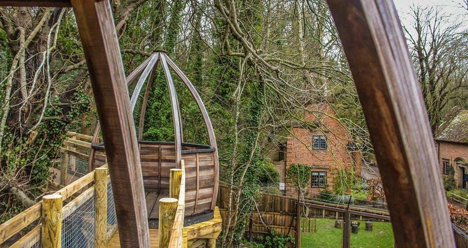 Viewing pods at Wolf Lodge at Port Lympne Hotel & Reserve in Kent