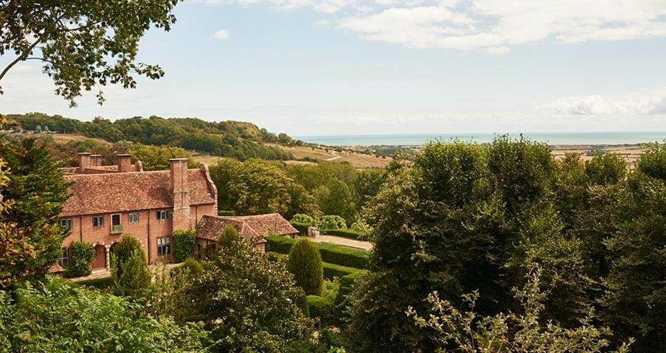 View of Port Lympne Hotel from Tiger Lodge at Port Lympne Reserve in Kent