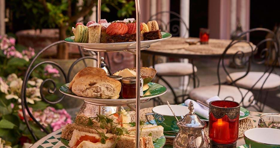 Afternoon Tea in the Moroccan Courtyard at Port Lympne Hotel in Kent