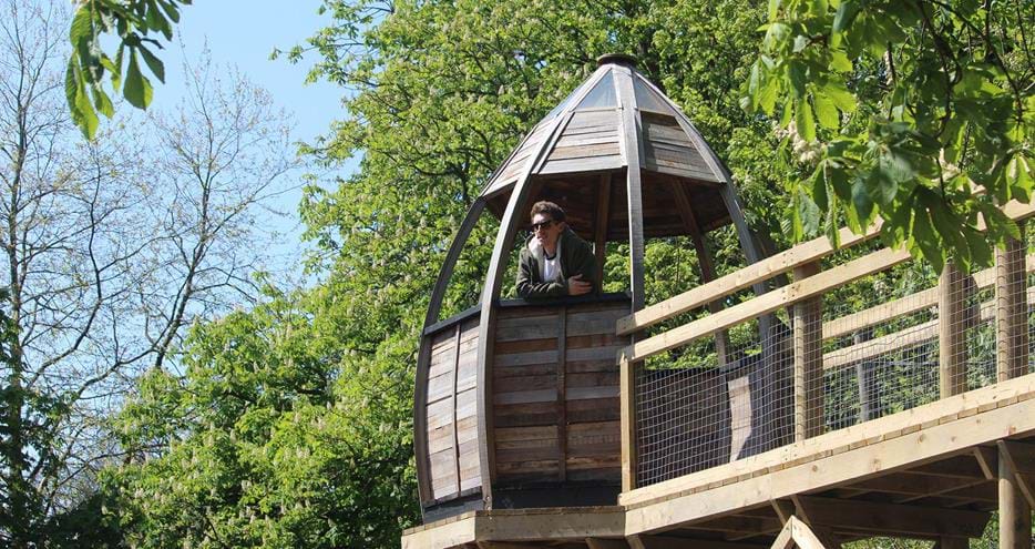 Observation pod overlooking Wolf Lodge at Port Lympne Hotel and Reserve