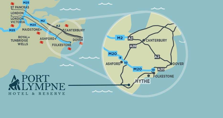 How to get to Port Lympne Hotel & Reserve in Kent