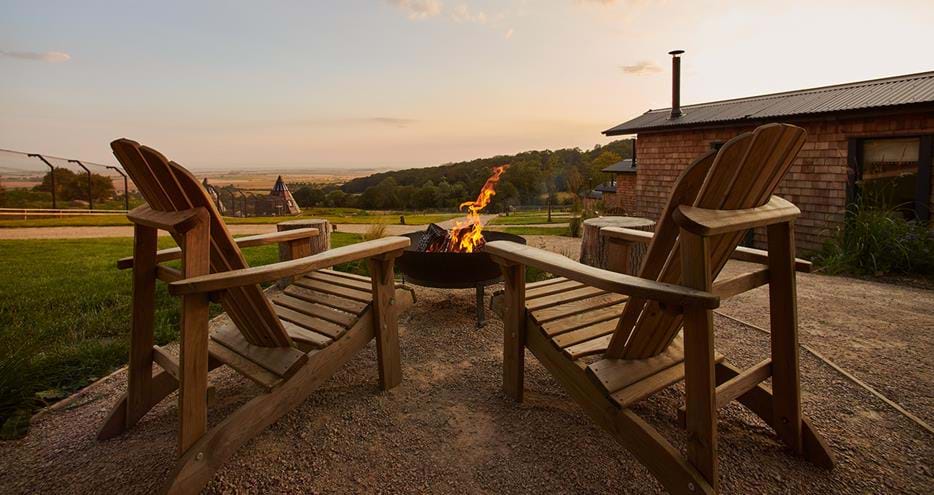 Private seating at Leopard Creek at Port Lympne Hotel & Reserve in Kent