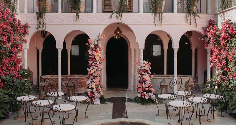 Moroccan courtyard wedding venue at Port Lympne Hotel in Kent, UK