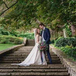 Steph and Andy, happy couple at Port Lympne Hotel & Reserve wedding venue in Kent