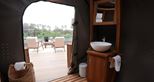 Wash room at the Lookout Bubble glamping accommodation at Port Lympne Reserve in Kent