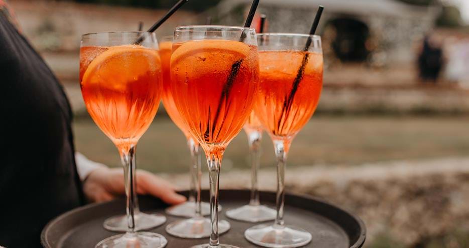 Wedding reception drinks at Port Lympne Hotel & Reserve in Kent