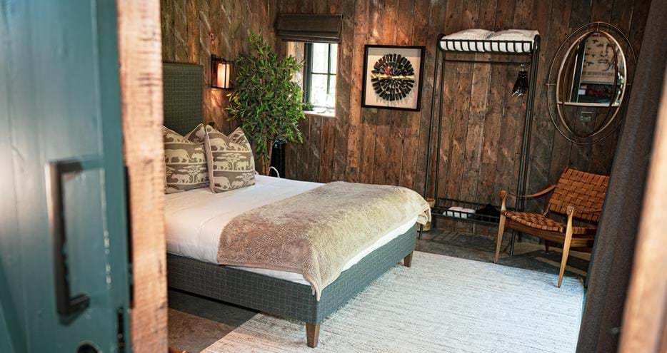 Lion Lodge master bedroom at Port Lympne Hotel & Reserve in Kent