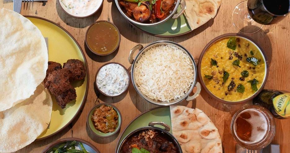 A selection of curry dishes at Bear Lodge Restaurant