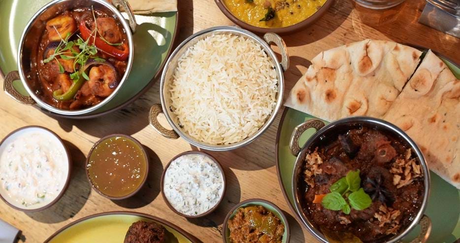 A selection of curry dishes at Bear Lodge Restaurant
