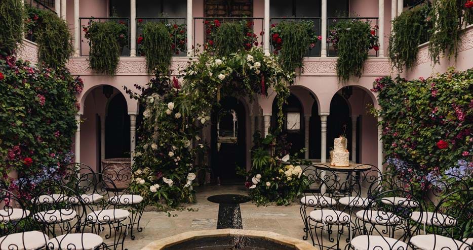 Moroccan courtyard at Port Lympne Hotel & Reserve wedding venue in Kent