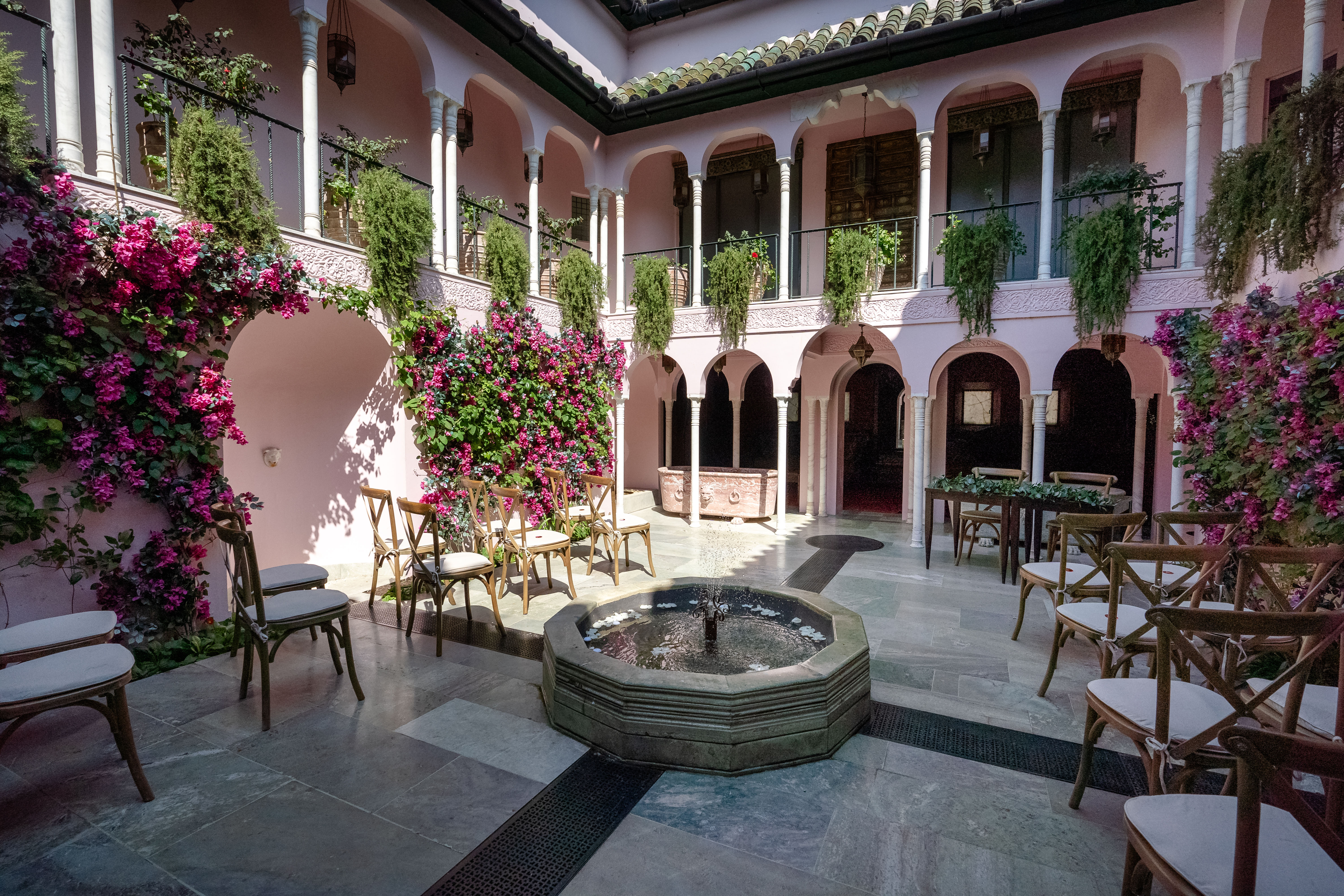 Moroccan courtyard at Port Lympne Hotel & Reserve wedding venue in Kent