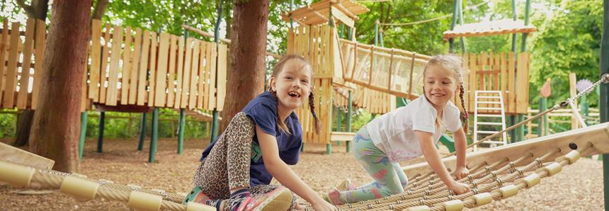 Rope hammock at Joshi's Jungle playground at Howletts Wild Animal Park in Kent
