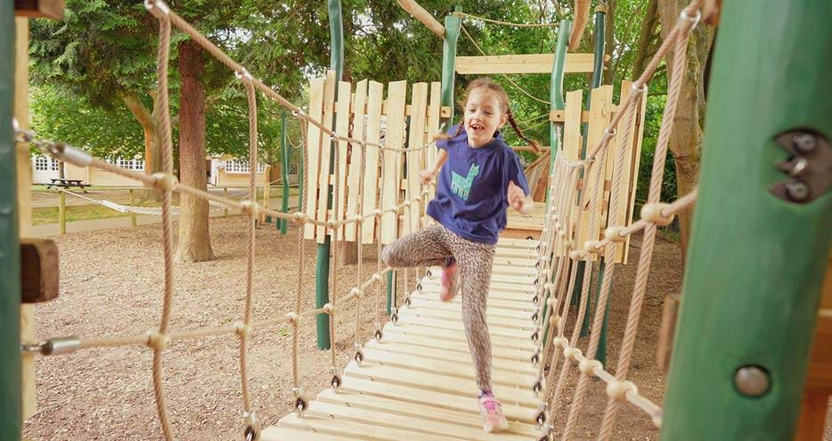 Jungle bridge at Joshi's Jungle playground at Howletts Wild Animal Park in Kent
