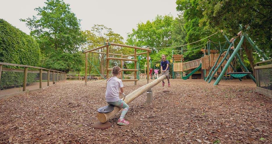 Seesaw at Joshi's Jungle playground at Howletts Wild Animal Park in Kent